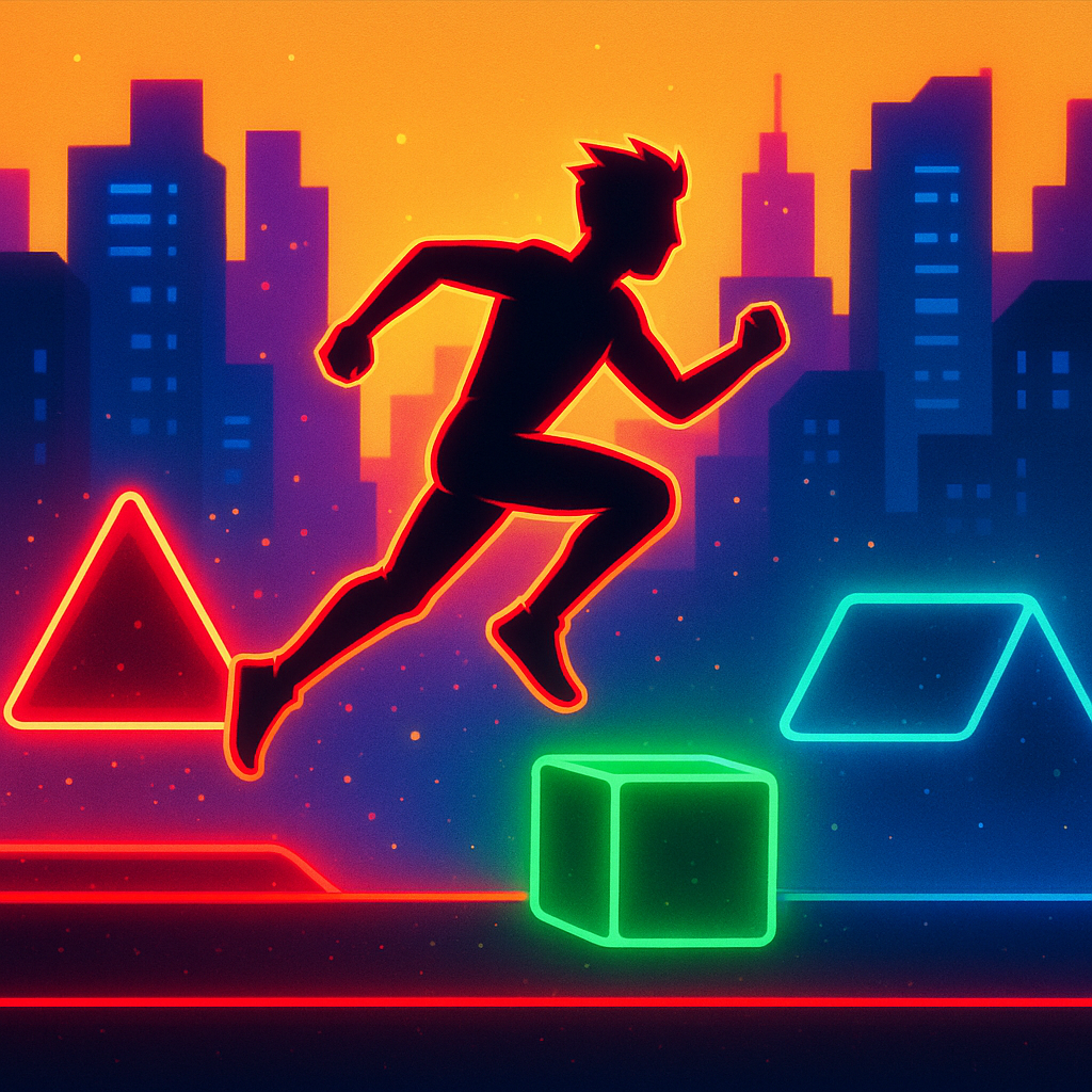 Gameplay still: a neon city runner
